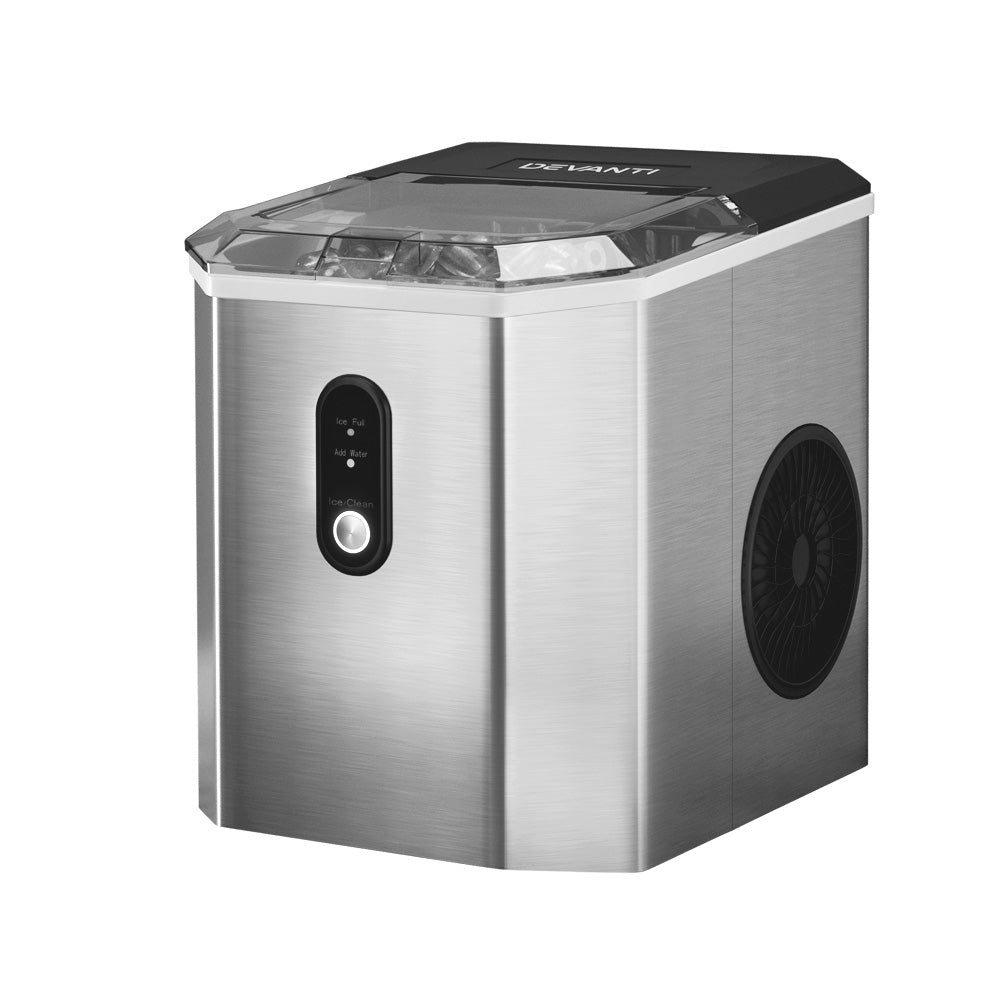 Ice Makers: Devanti Portable Ice Maker Machine Ice Cube 12kg Bar Countertop Stainless Steel