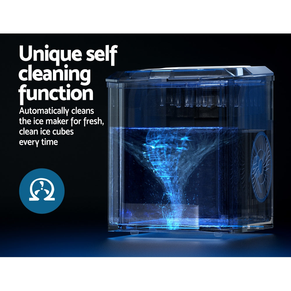 Ice Makers: Devanti Portable Ice Maker Machine Ice Cube 12kg Bar Countertop Stainless Steel
