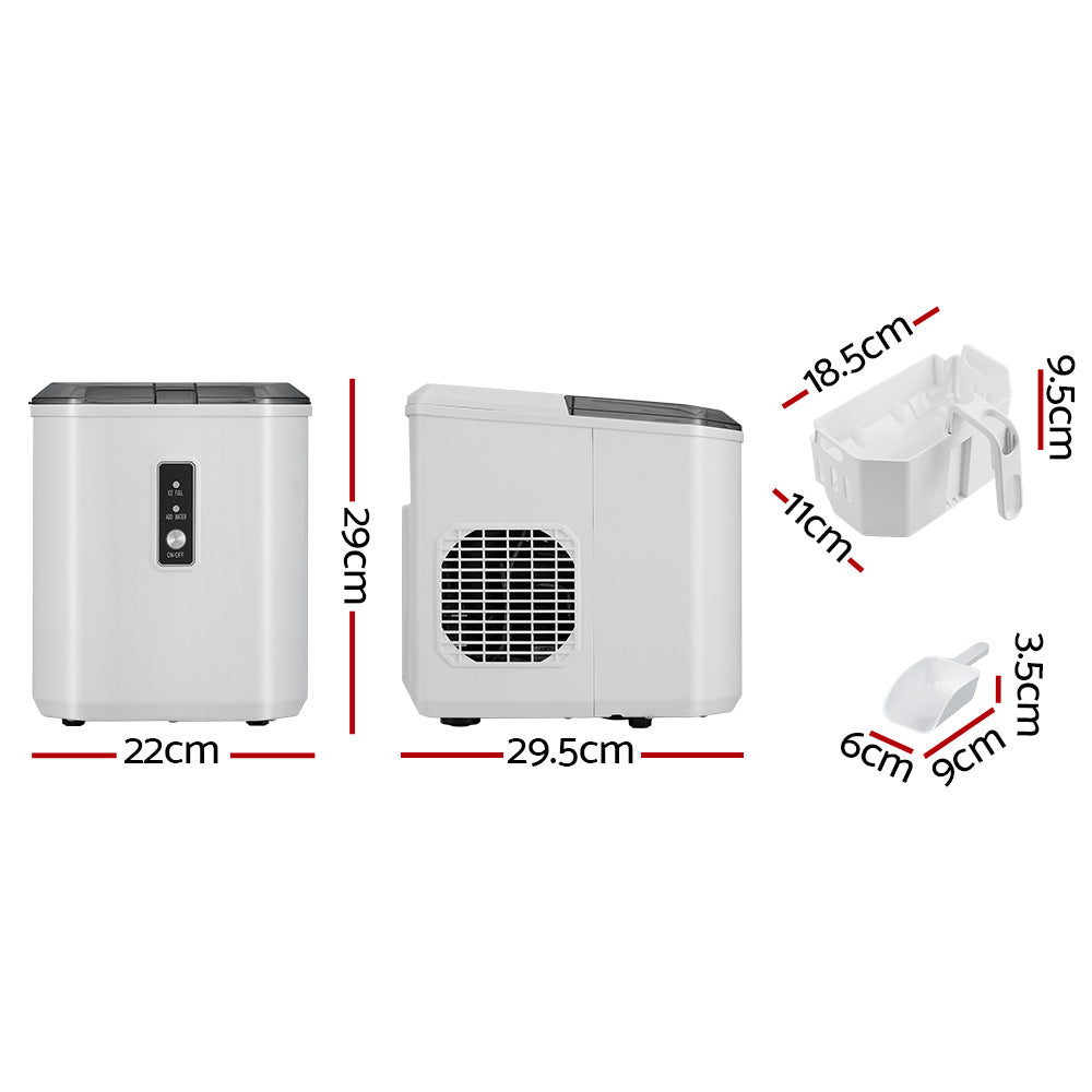 Ice Makers: Devanti 12kg Ice Maker Machine Portable Ice Cube Tray Bar Countertop 2L Black