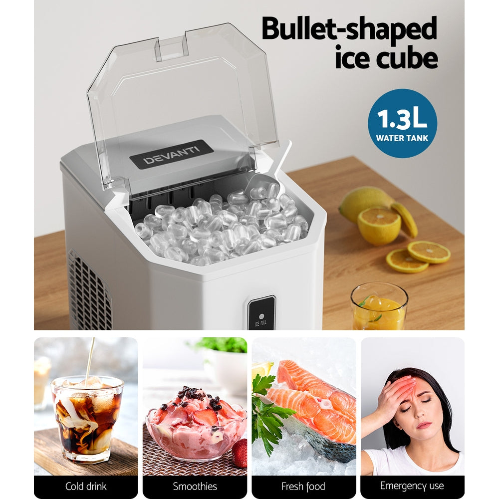 Ice Makers: Devanti 12kg Ice Maker Machine Portable Ice Cube Tray Bar Countertop 2L Black