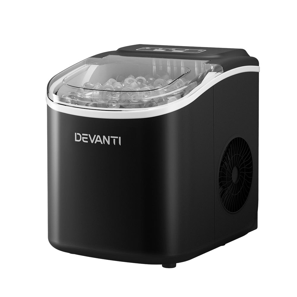Ice Makers: Devanti Portable Ice Maker Machine Ice Cube Tray 12kg Bar Countertop Black