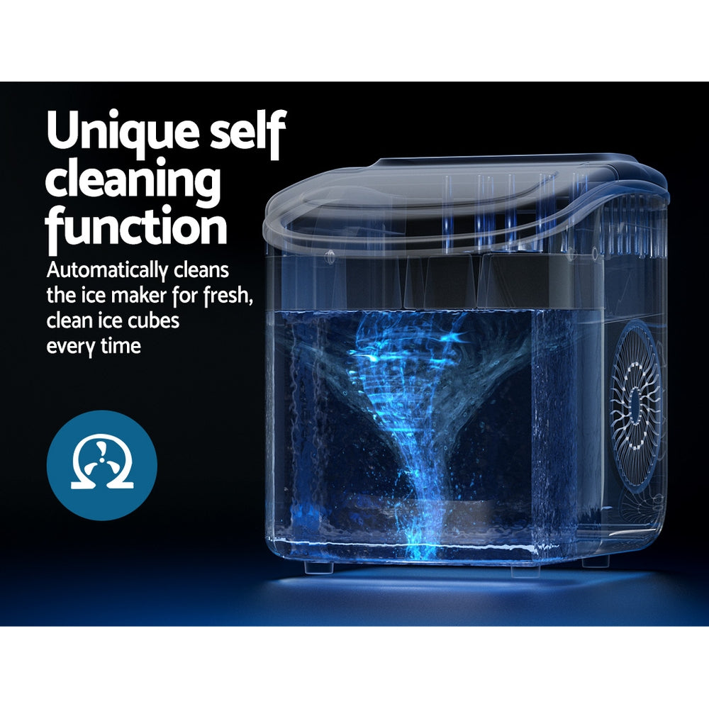 Ice Makers: Devanti Portable Ice Maker Machine Ice Cube Tray 12kg Bar Countertop Black