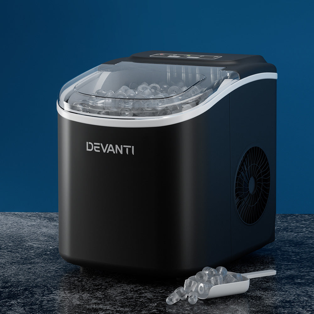 Ice Makers: Devanti Portable Ice Maker Machine Ice Cube Tray 12kg Bar Countertop Black