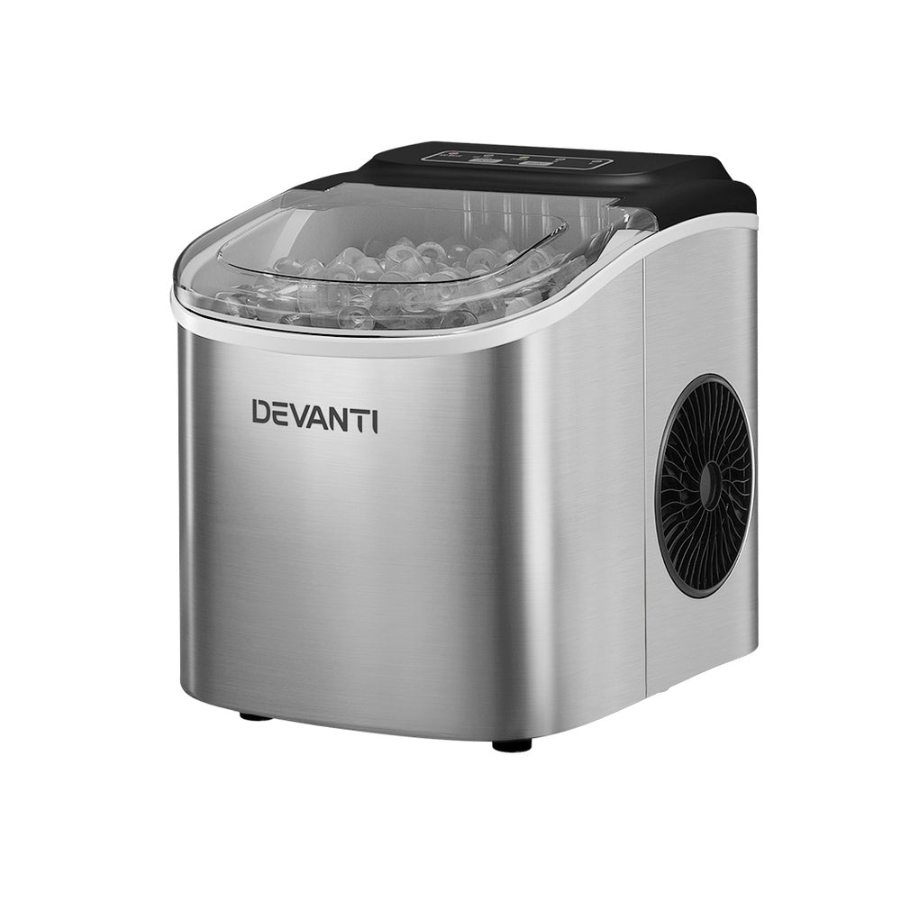 Ice Makers: Devanti 12kg Ice Maker Machine w/Self Cleaning Silver