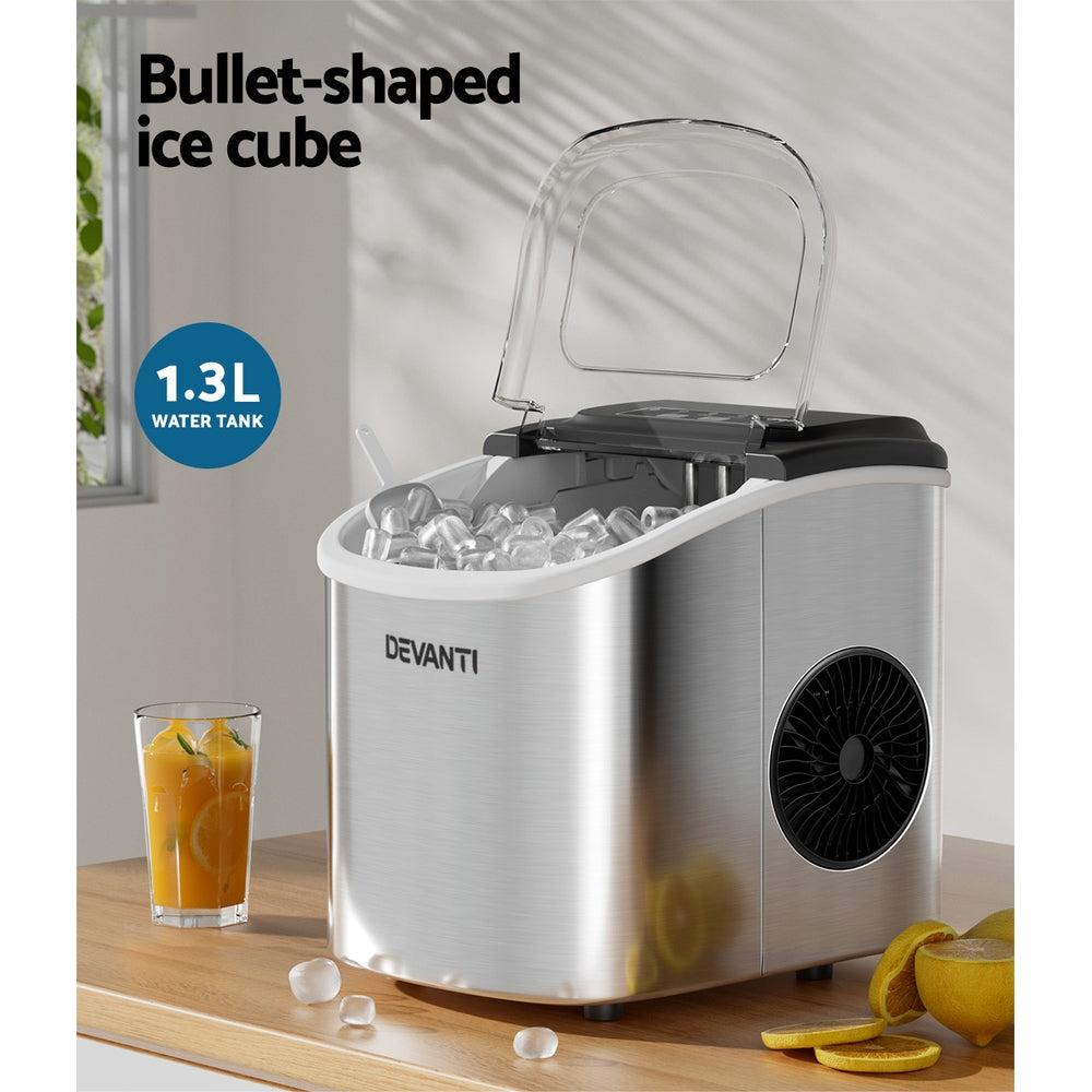 Ice Makers: Devanti 12kg Ice Maker Machine w/Self Cleaning Silver