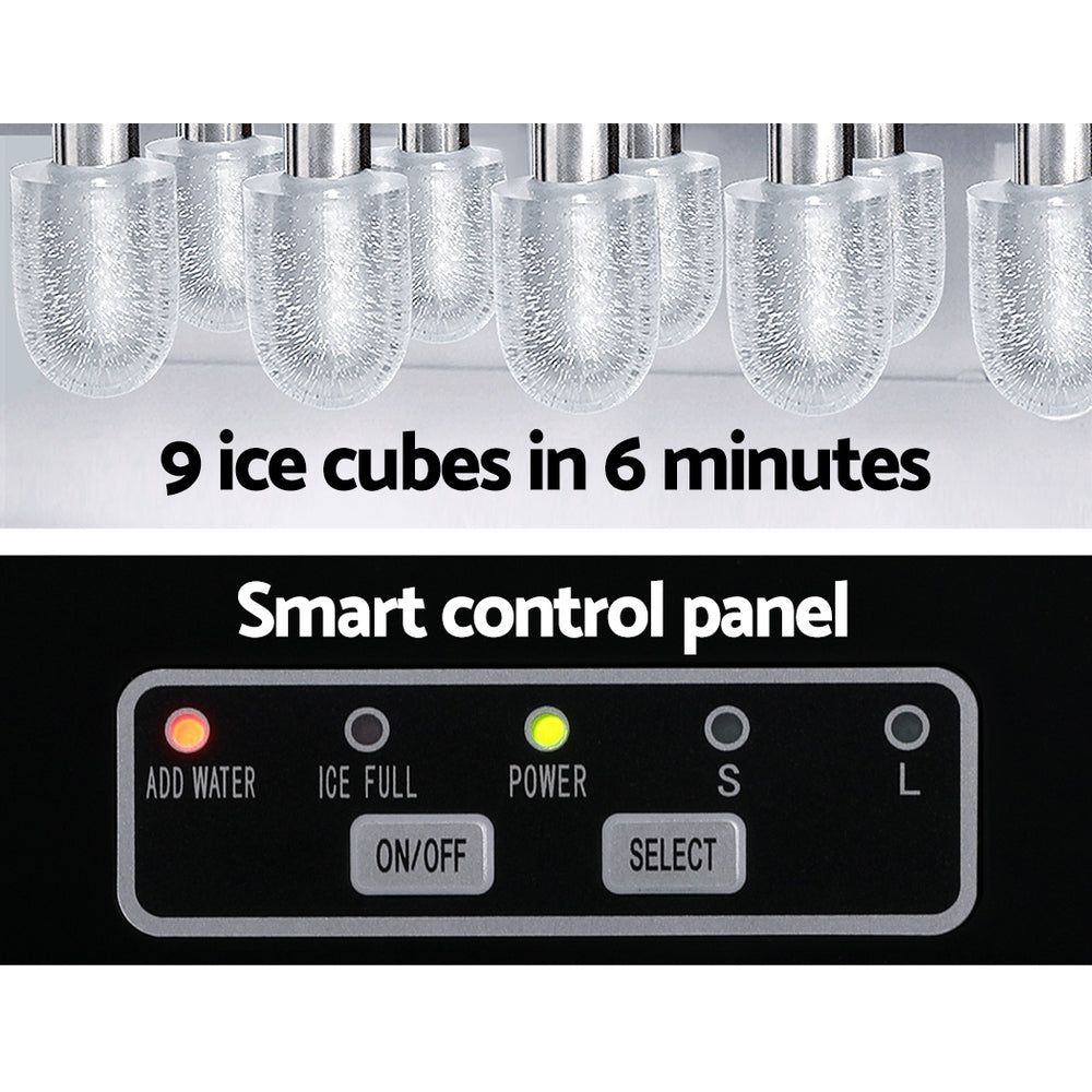 Ice Makers: Devanti 12kg Ice Maker Machine w/Self Cleaning Silver