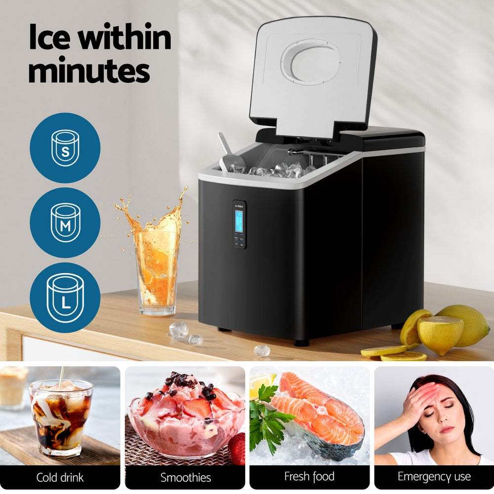 Ice Makers: Devanti 15kg Ice Maker Machine Black