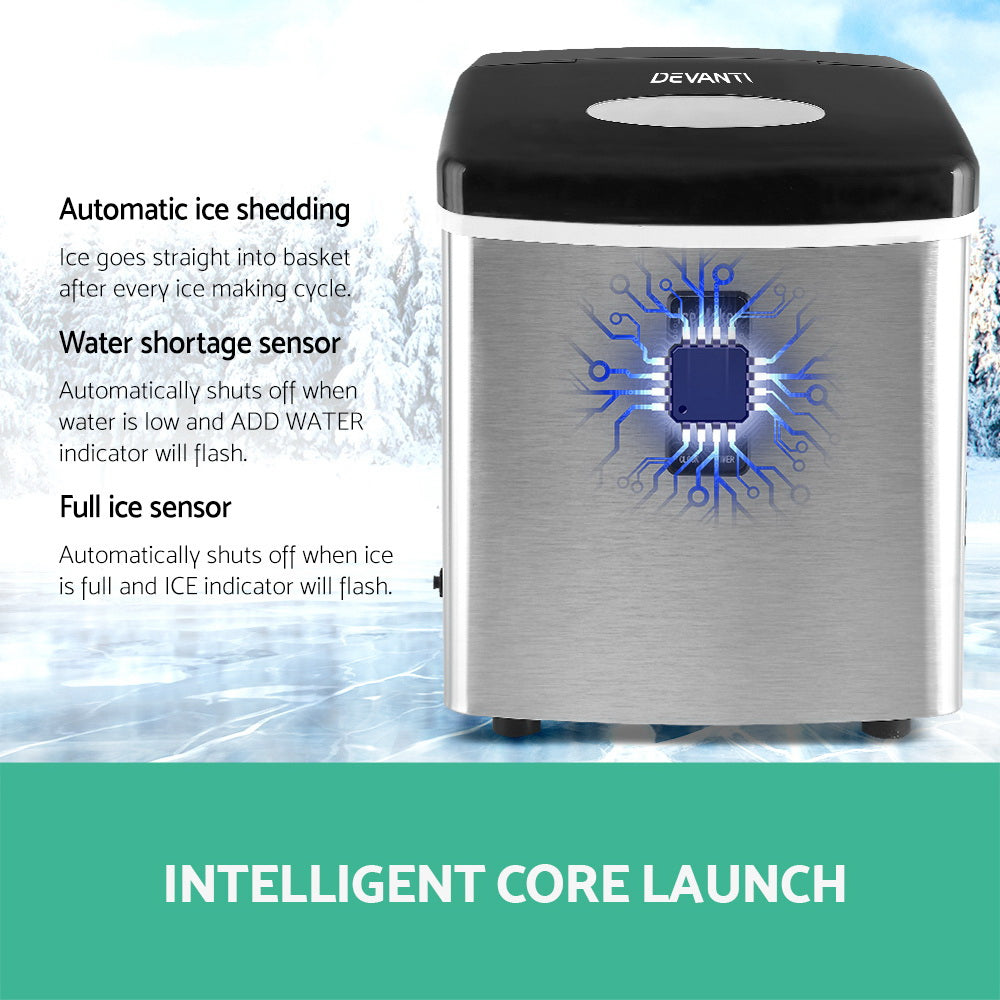 Ice Makers: Devanti 15kg Ice Maker Machine Silver