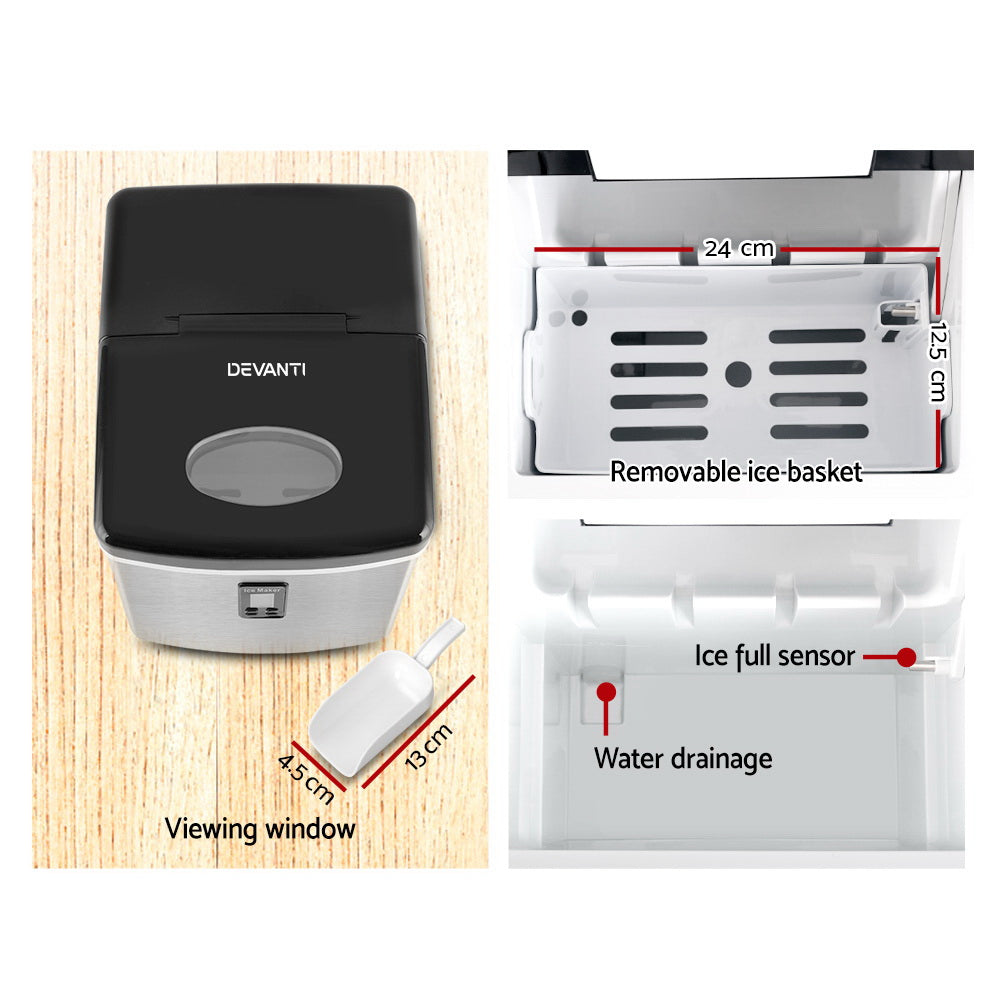 Ice Makers: Devanti 15kg Ice Maker Machine Silver