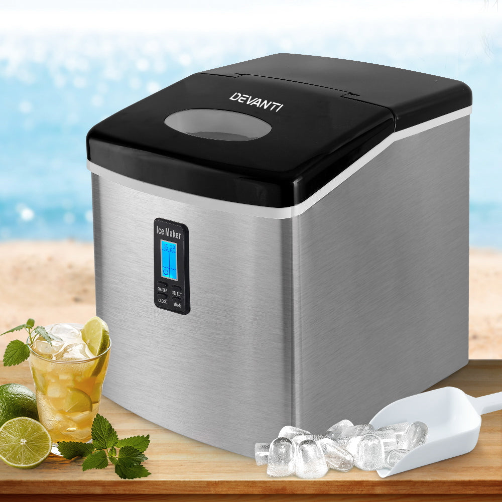 Ice Makers: Devanti 15kg Ice Maker Machine Silver