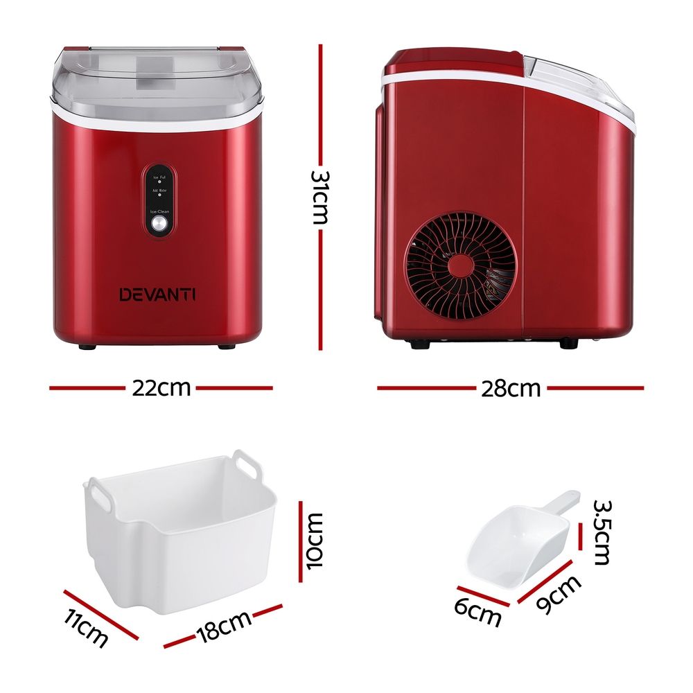 Devanti Ice Maker Machine 15kg Nugget Chewable Ice Cube