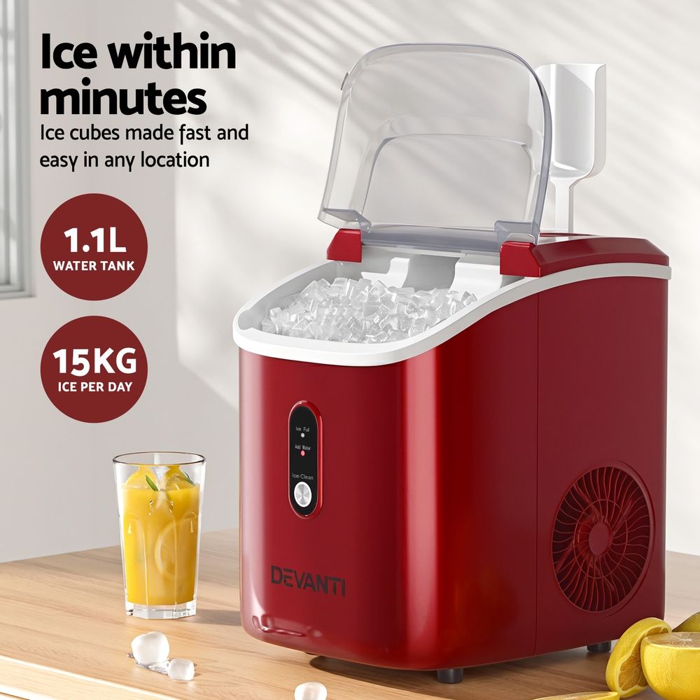 Devanti Ice Maker Machine 15kg Nugget Chewable Ice Cube