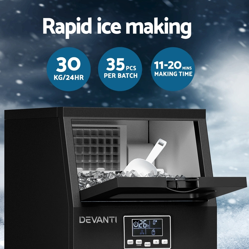 Ice Makers: Devanti Commercial Ice Maker Cube Machine 30kg