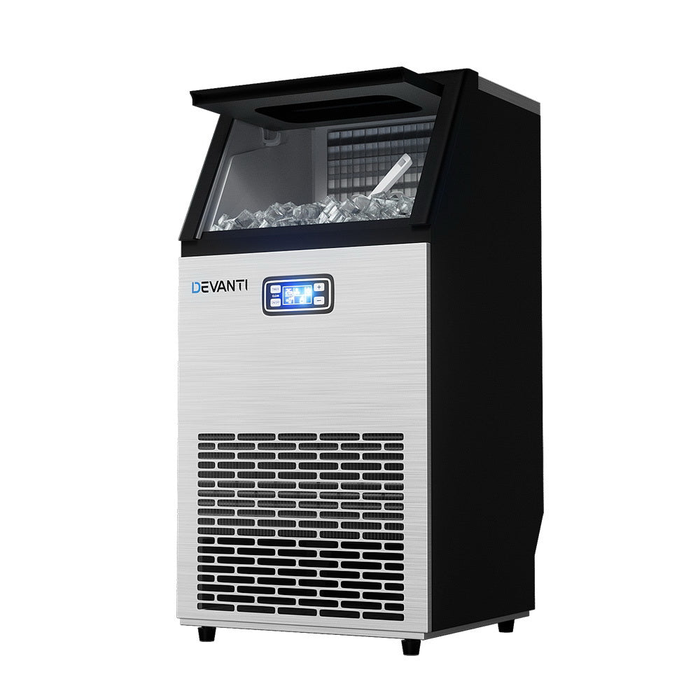 Ice Makers: Devanti Commercial Ice Maker Machine 45kg Ice Cube Tray Bar Stainless Steel