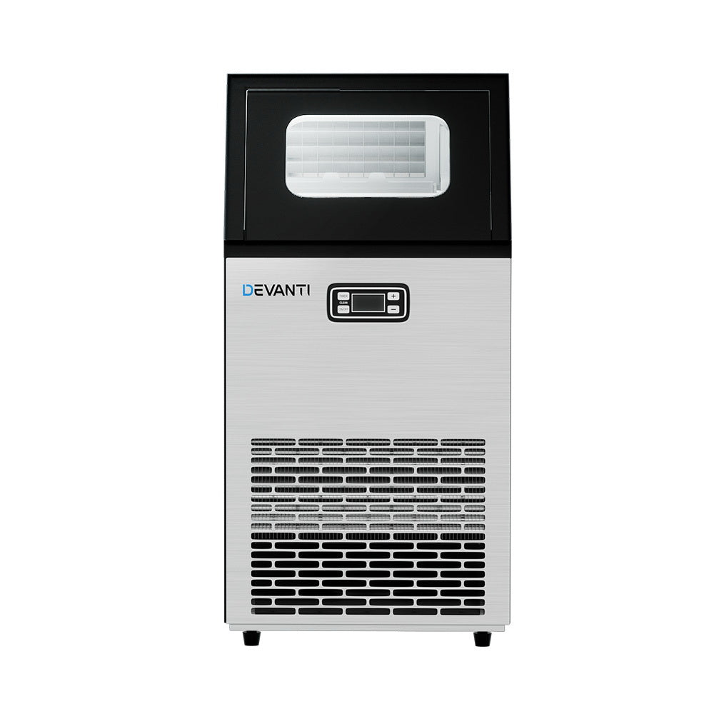 Ice Makers: Devanti Commercial Ice Maker Machine 45kg Ice Cube Tray Bar Stainless Steel