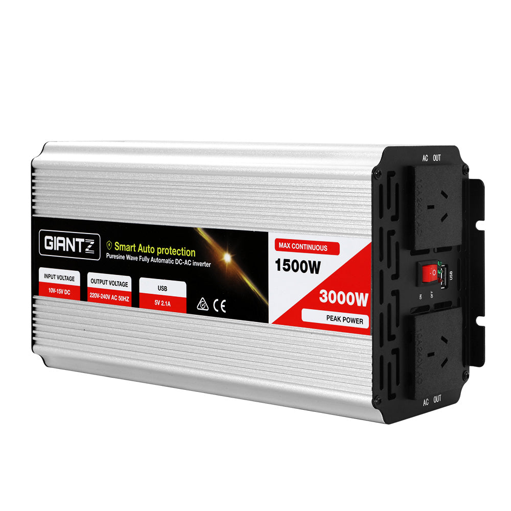 Batteries & Generators: Giantz 1500W Puresine Wave DC-AC Power Inverter