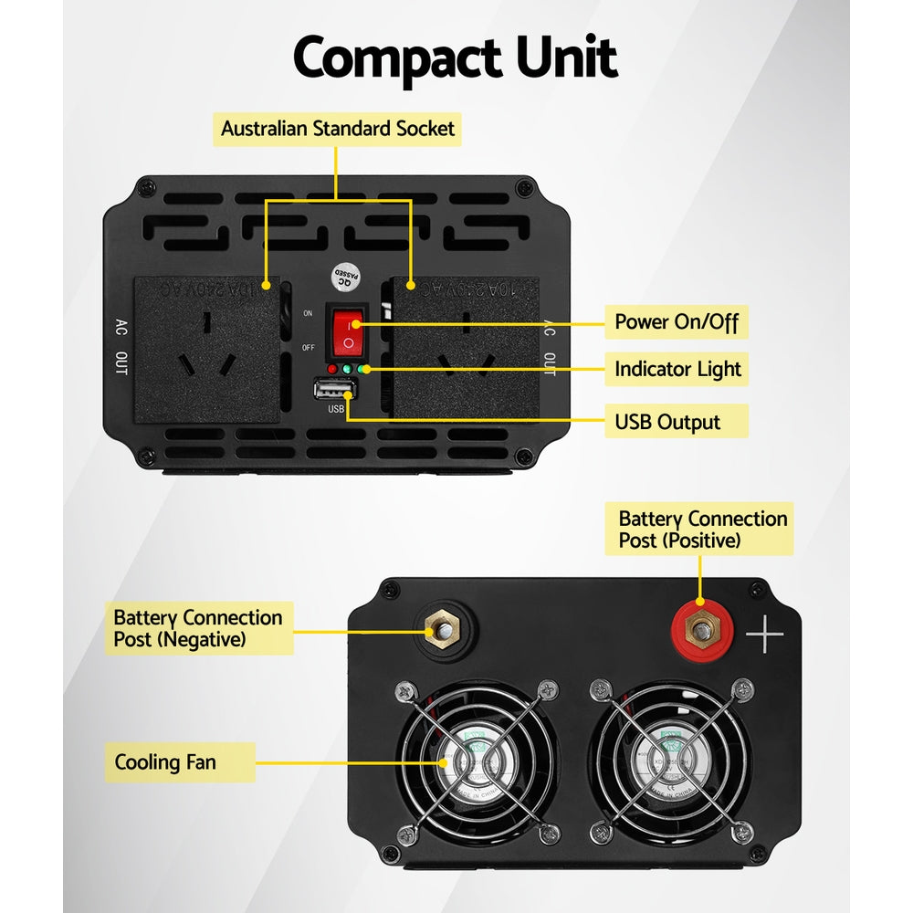 Batteries & Generators: Giantz 1500W Puresine Wave DC-AC Power Inverter
