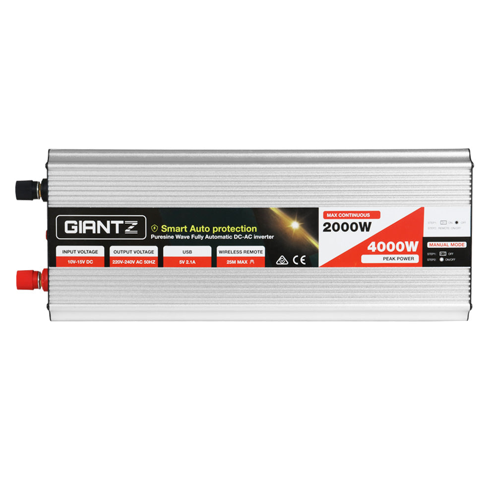 Batteries & Generators: Giantz Power Inverter 2000W or 4000W Pure Sine Wave 12V-240V Camping Boat Caravan