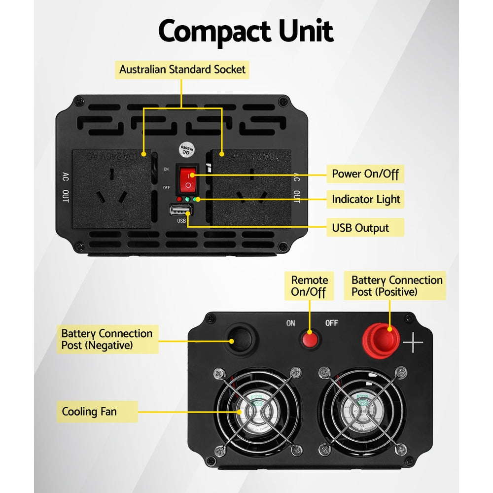 Batteries & Generators: Giantz Power Inverter 2000W or 4000W Pure Sine Wave 12V-240V Camping Boat Caravan
