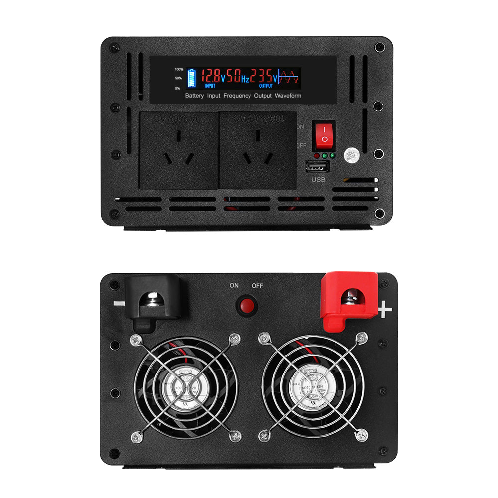 Batteries & Generators: Giantz Power Inverter 12V to 240V 2500W/5000W Pure Sine Wave Camping Car Boat