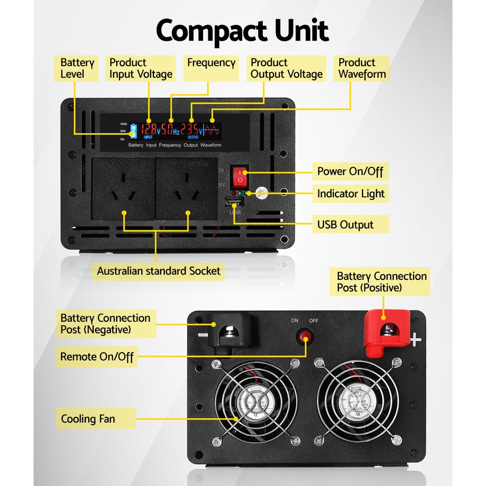 Batteries & Generators: Giantz Power Inverter 3000W or 6000W Pure Sine Wave 12V-240V Camping Boat Caravan