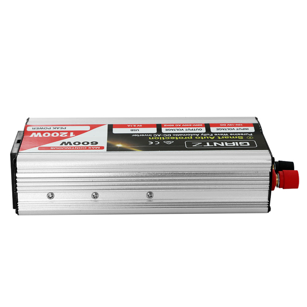 Batteries & Generators: Giantz Power Inverter 600W/1200W 12V to 240V Pure Sine Wave Camping Car Boat