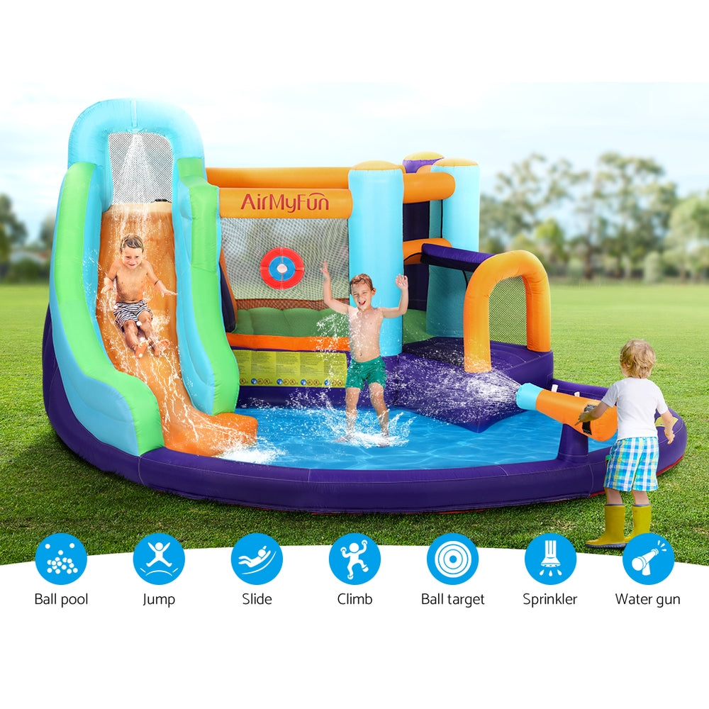 Pool Toys & Inflatables: AirMyFun Inflatable Water Slide Kids Jumping Castle Trampoline Outdoor