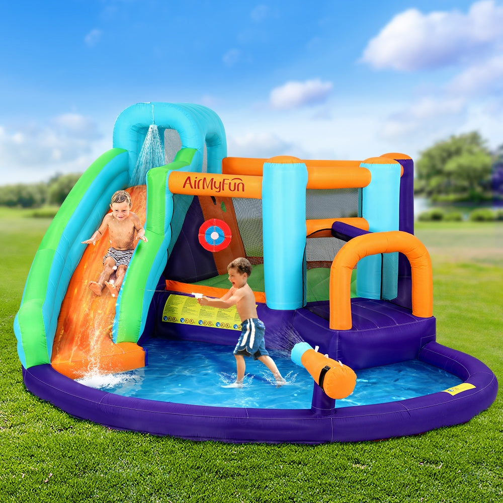 Pool Toys & Inflatables: AirMyFun Inflatable Water Slide Kids Jumping Castle Trampoline Outdoor