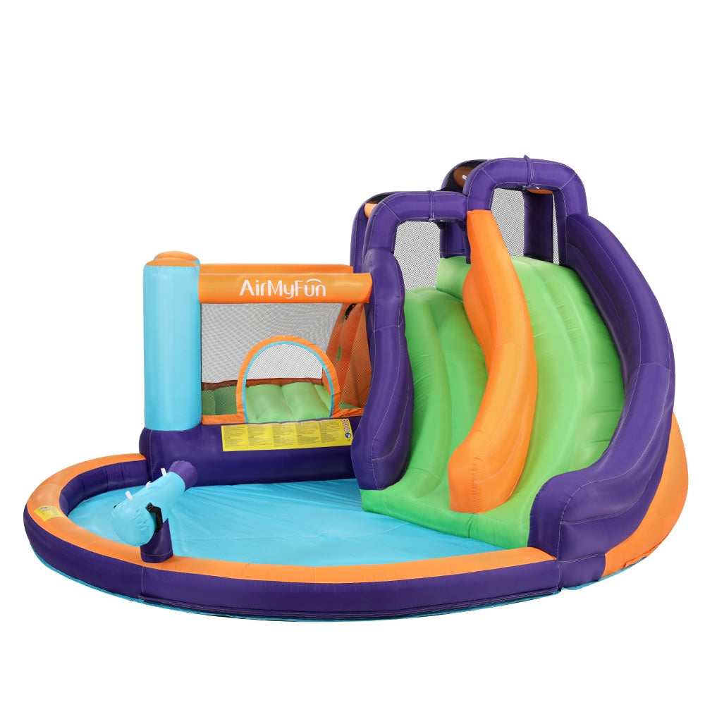 Pool Toys & Inflatables: AirMyFun Inflatable Water Slide Kids Jumping Trampoline Castle Double Slide
