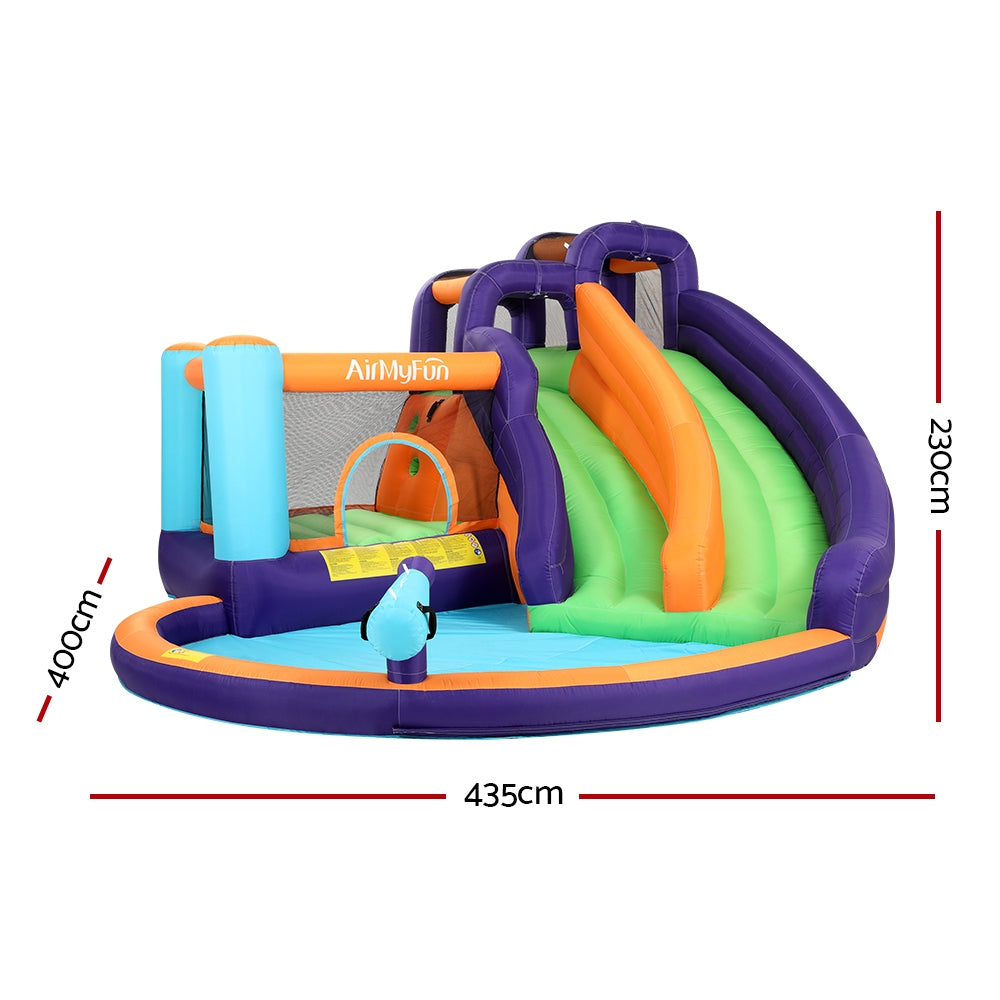 Pool Toys & Inflatables: AirMyFun Inflatable Water Slide Kids Jumping Trampoline Castle Double Slide