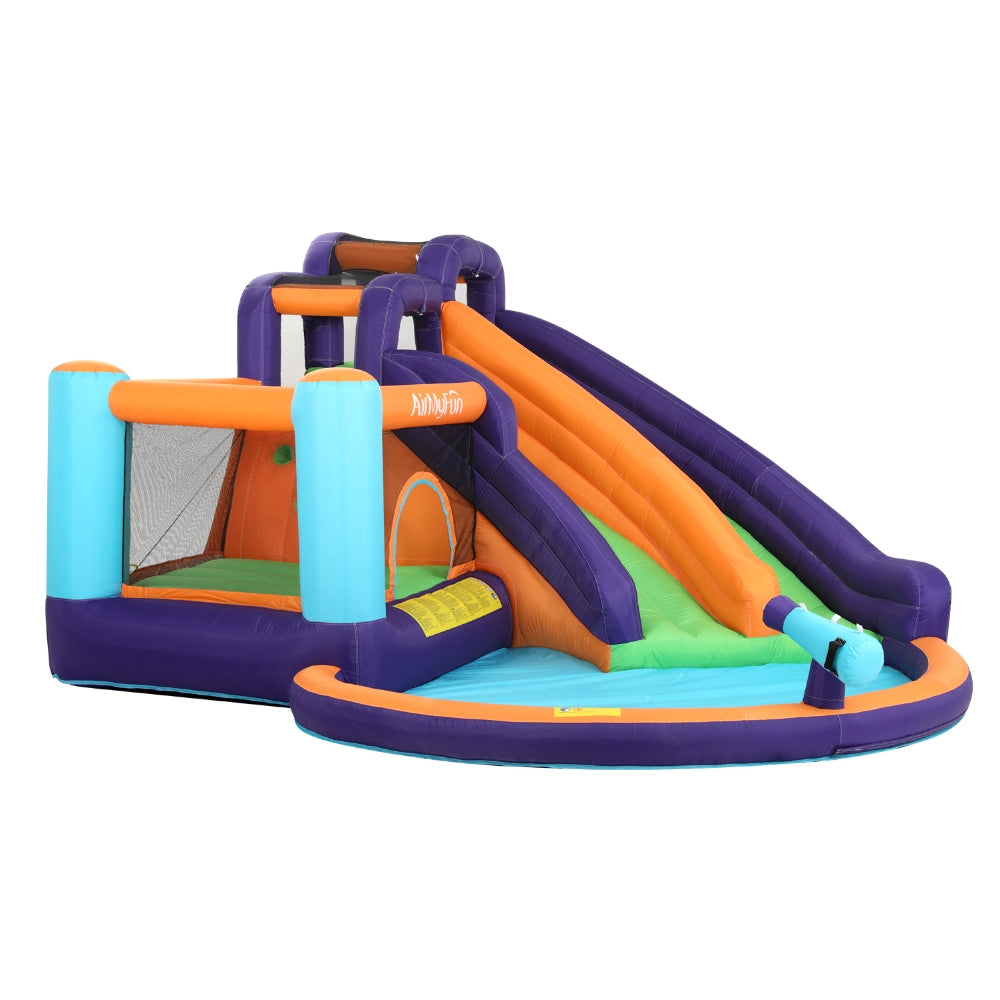 Pool Toys & Inflatables: AirMyFun Inflatable Water Slide Kids Jumping Trampoline Castle Double Slide