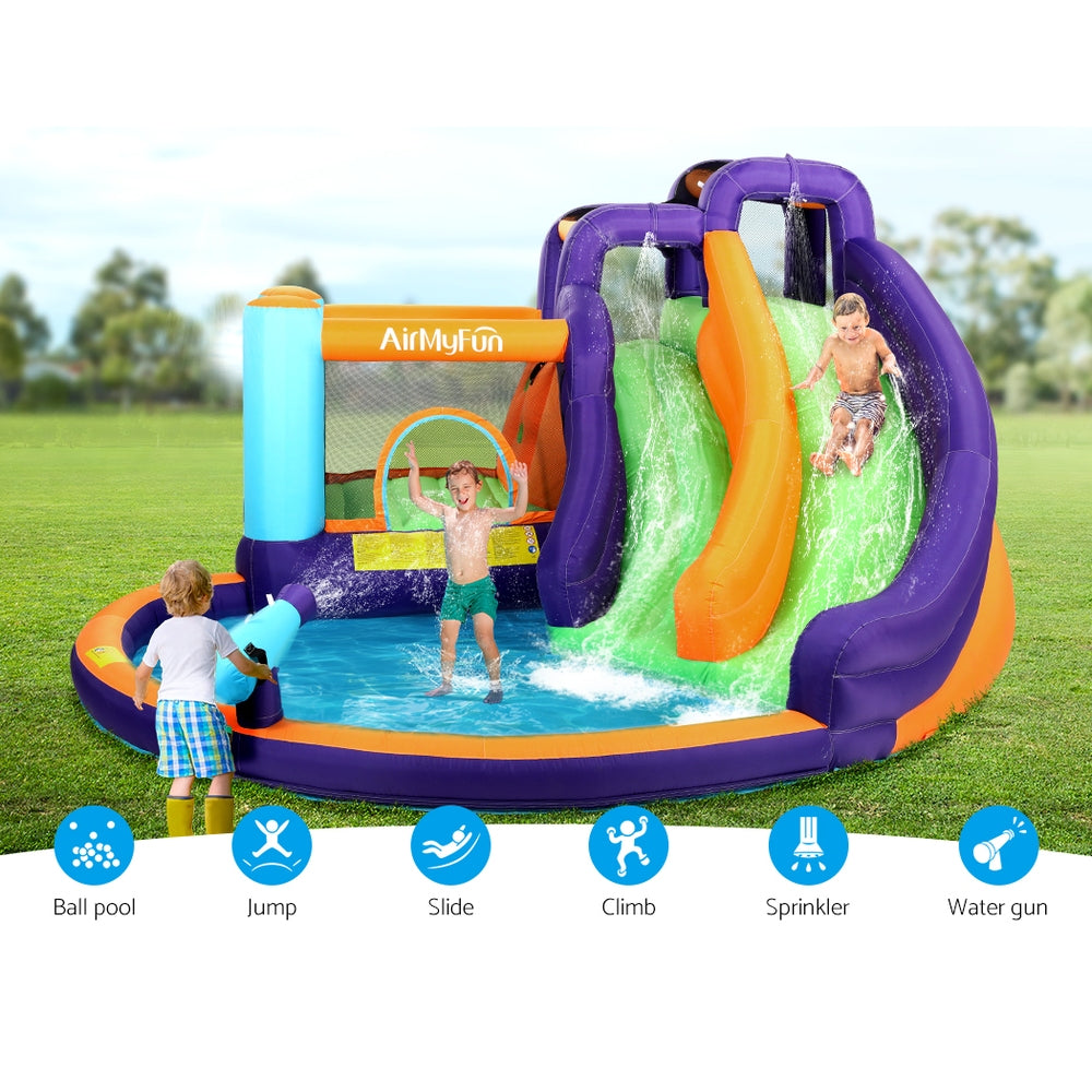 Pool Toys & Inflatables: AirMyFun Inflatable Water Slide Kids Jumping Trampoline Castle Double Slide