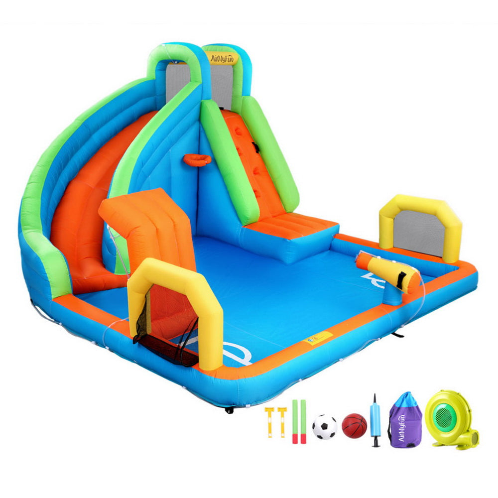 Outdoor Play Equipment: AirMyFun Kids Inflatable Pool Water Slide Cannon Splash Park Castle Outdoor Toys 427X374CM