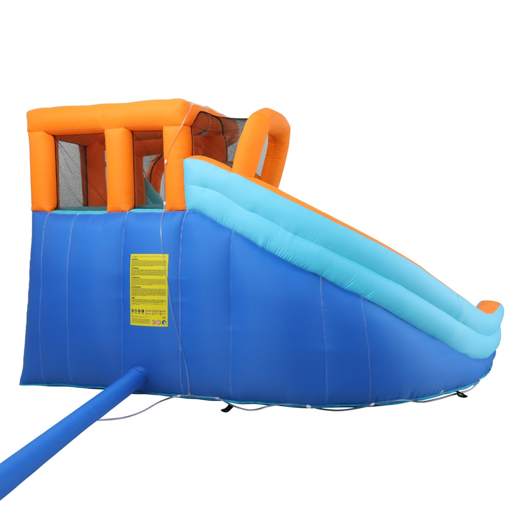 Outdoor Play Equipment: AirMyFun Kids Inflatable Pool Water Double Slide Park Jumping Castle 465X390CM