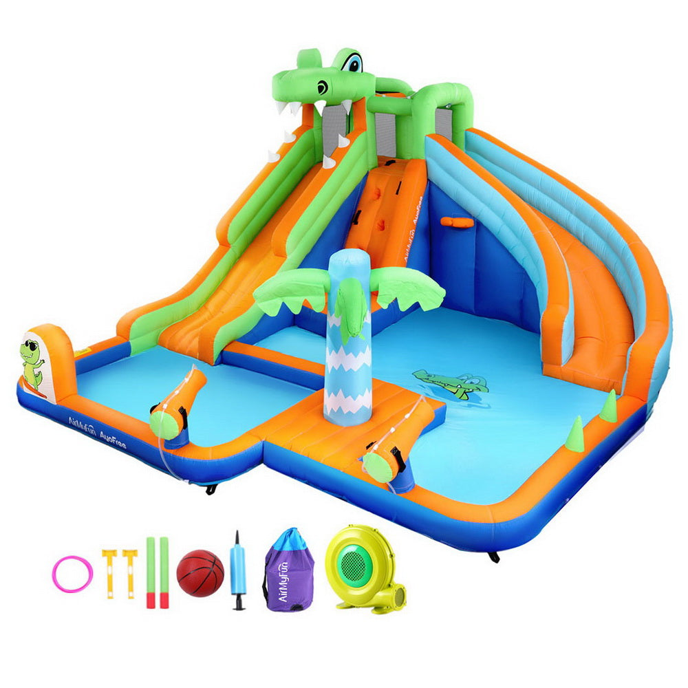 Pool Toys & Inflatables: AirMyFun Kids Inflatable Pool Water Double Slide Park Jumping Castle 465X430CM