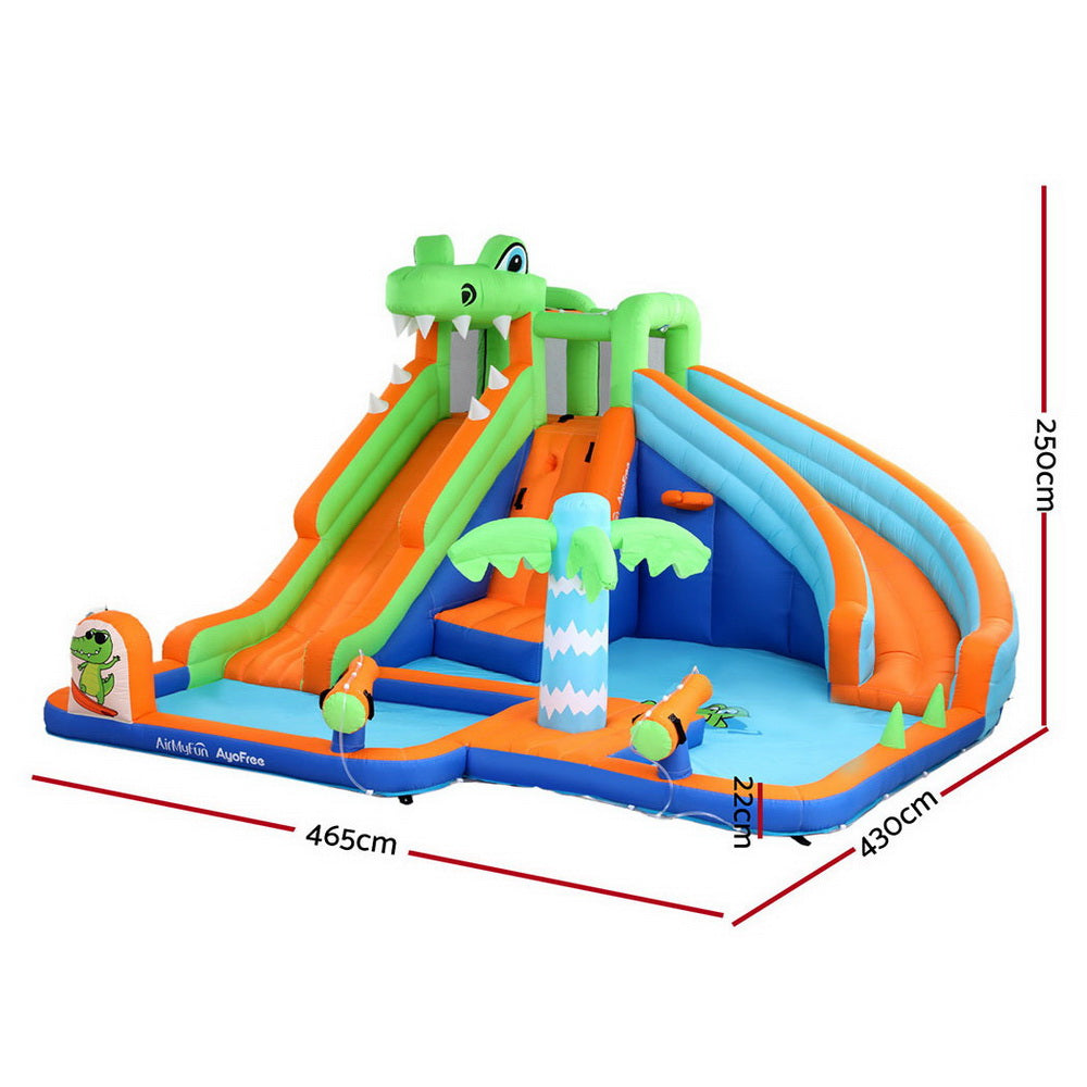 Pool Toys & Inflatables: AirMyFun Kids Inflatable Pool Water Double Slide Park Jumping Castle 465X430CM