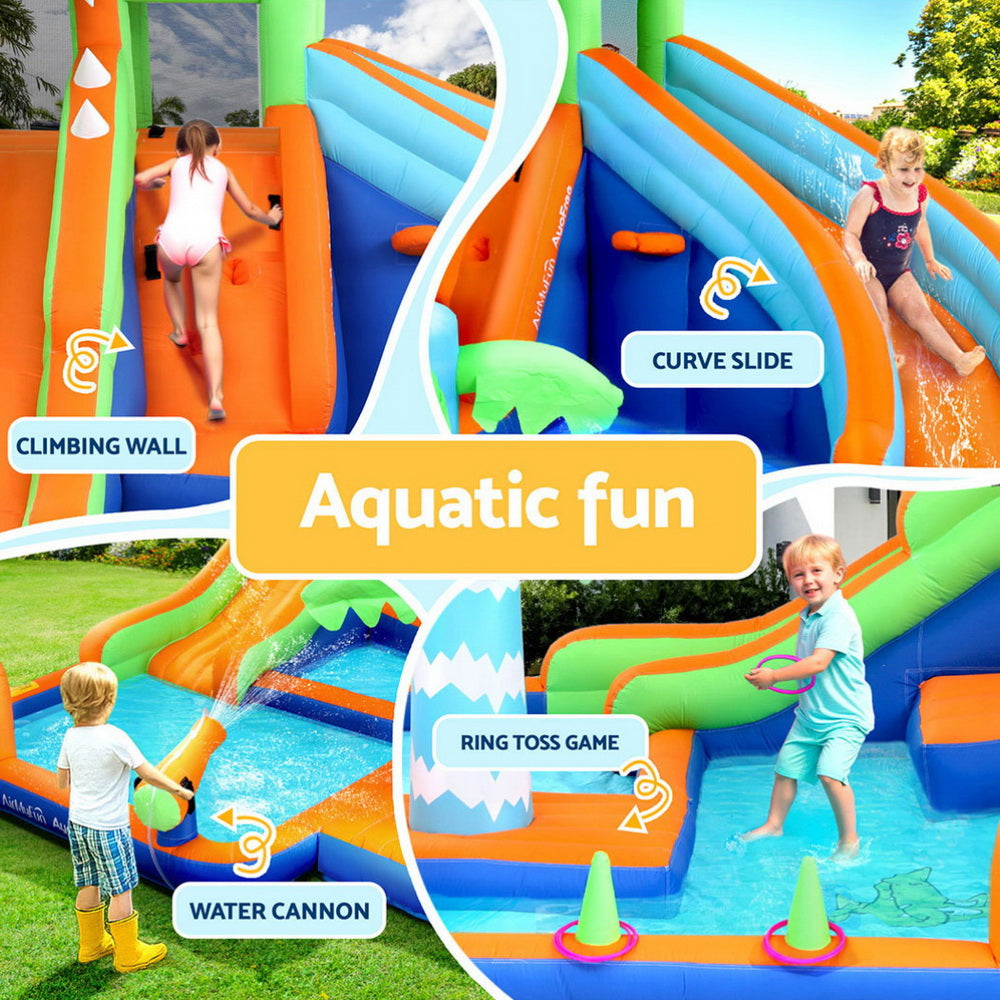 Pool Toys & Inflatables: AirMyFun Kids Inflatable Pool Water Double Slide Park Jumping Castle 465X430CM