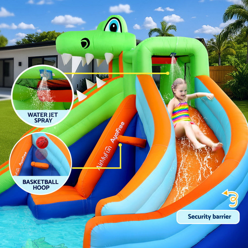 Pool Toys & Inflatables: AirMyFun Kids Inflatable Pool Water Double Slide Park Jumping Castle 465X430CM
