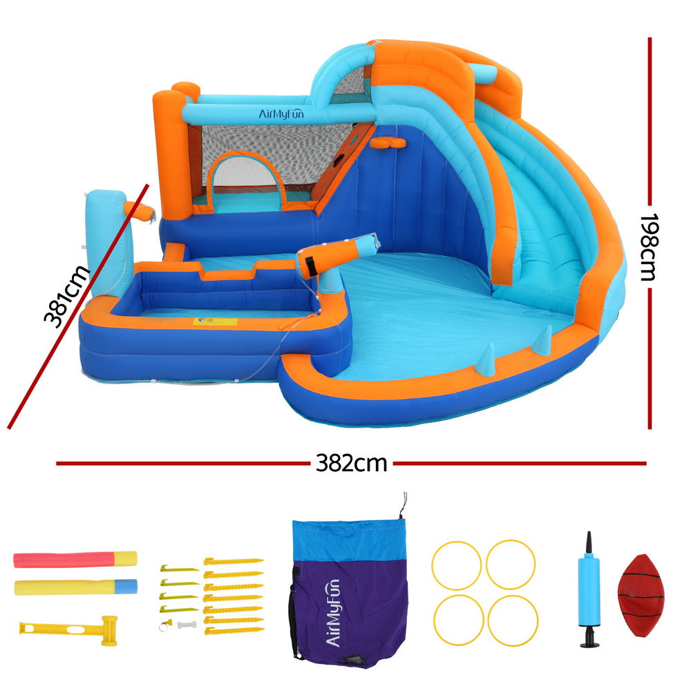 Outdoor Play Equipment: AirMyFun Kids Inflatable Pool Water Slide Park Jumping Castle Bounce 382X381CM
