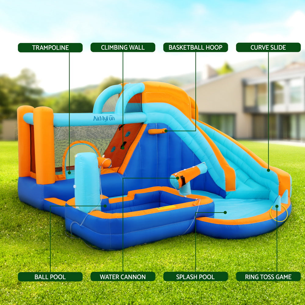 Outdoor Play Equipment: AirMyFun Kids Inflatable Pool Water Slide Park Jumping Castle Bounce 382X381CM