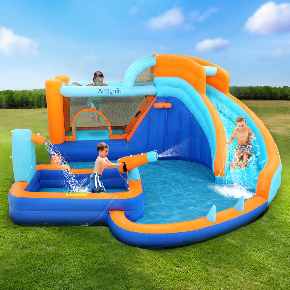 Outdoor Play Equipment: AirMyFun Kids Inflatable Pool Water Slide Park Jumping Castle Bounce 382X381CM