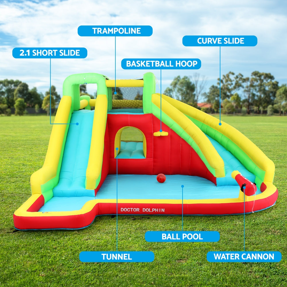 Outdoor Play Equipment: Doctor Dolphin Kids Inflatable Pool Water Slide Park Jumping Castle 575X445CM