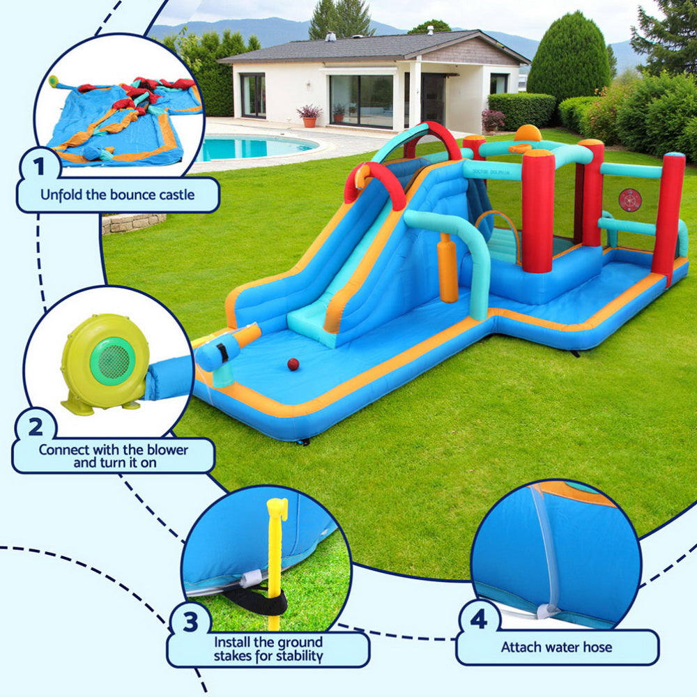 Pool Toys & Inflatables: Kids Inflatable Water Slide Splash Pool Park Jumping Castle Bounce 615X322CM
