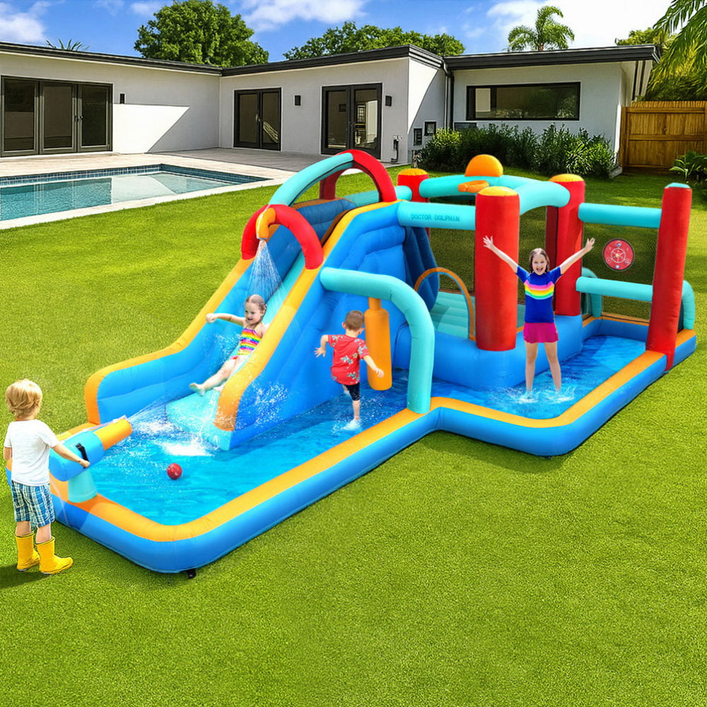 Pool Toys & Inflatables: Kids Inflatable Water Slide Splash Pool Park Jumping Castle Bounce 615X322CM