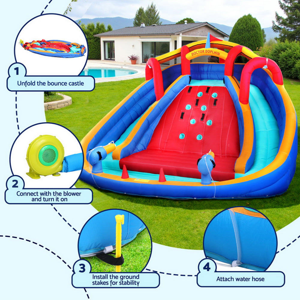 Pool Toys & Inflatables: Kids Inflatable Pool Water Slide Cannon Splash Park Toss Game 408X386CM