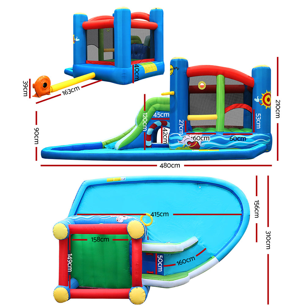 Pool Toys & Inflatables: Happy Hop Inflatable Water Slide Jumping Trampoline Castle Bouncer Toy Splash