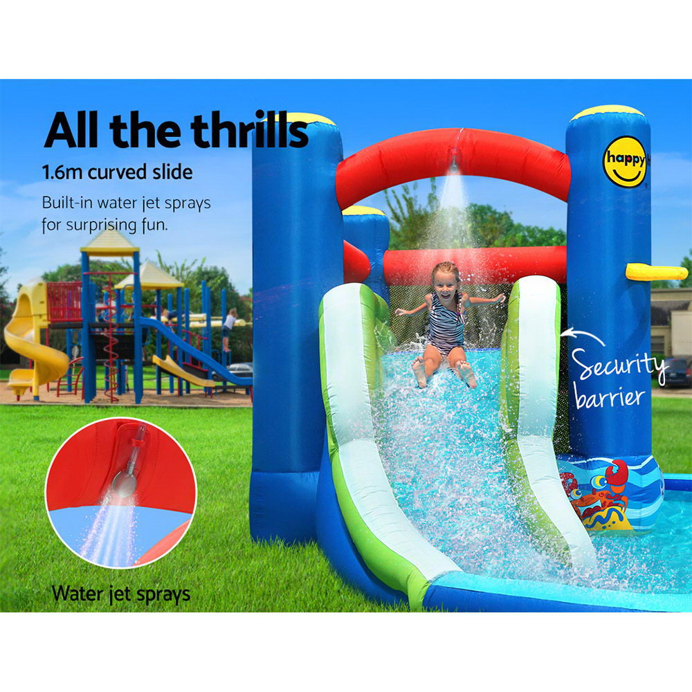 Pool Toys & Inflatables: Happy Hop Inflatable Water Slide Jumping Trampoline Castle Bouncer Toy Splash