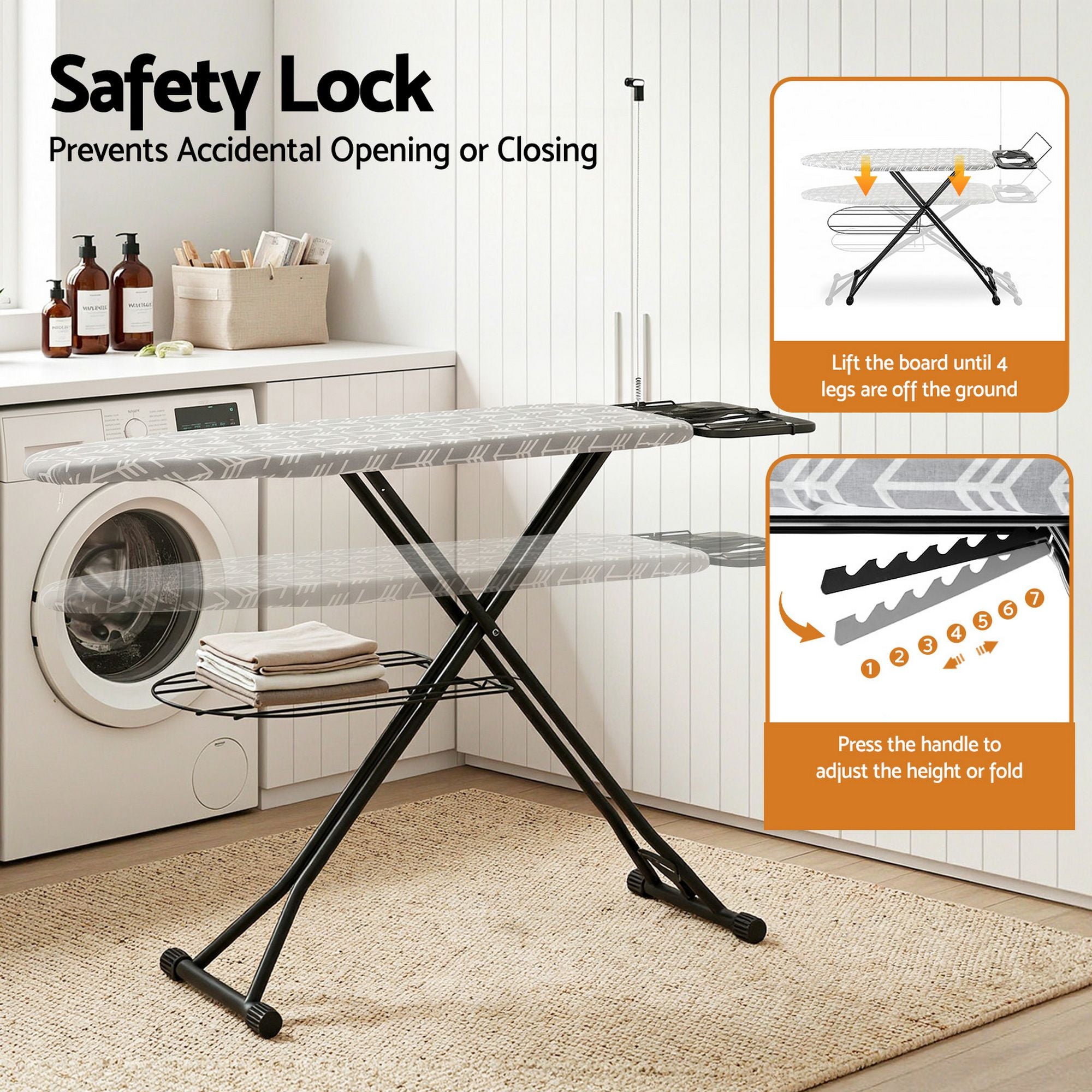 Artiss Foldable Ironing Board with Iron Rest Ironing Board for Laundry Room Arrow