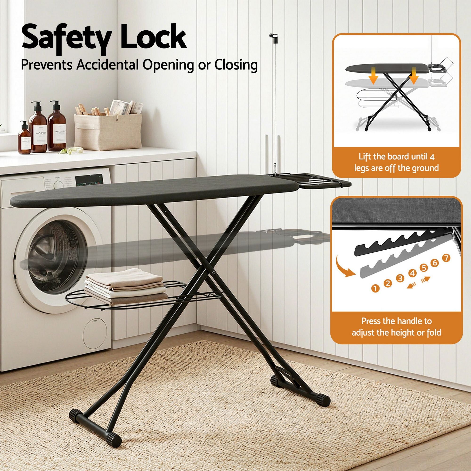 Artiss Foldable Ironing Board with Iron Rest Ironing Board for Laundry Room