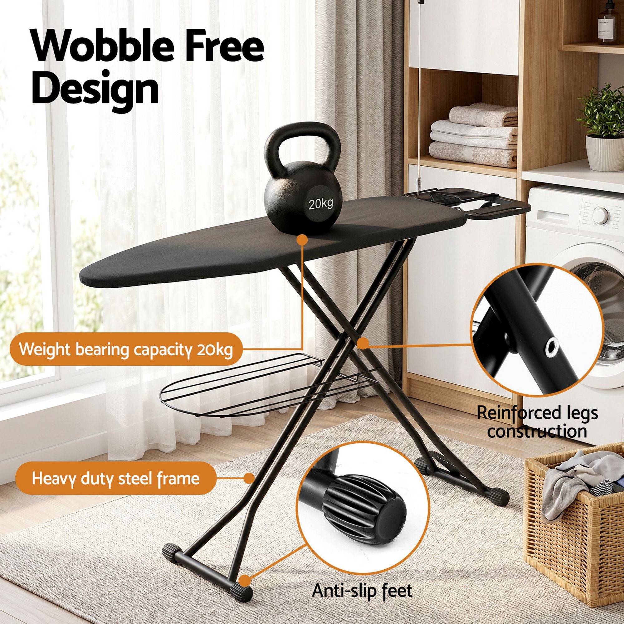 Artiss Foldable Ironing Board with Iron Rest Ironing Board for Laundry Room